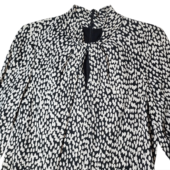 Judith & Charles Rimini Mock Neck Keyhole Midi Dress Black White Size 8 - Picture 13 of 17